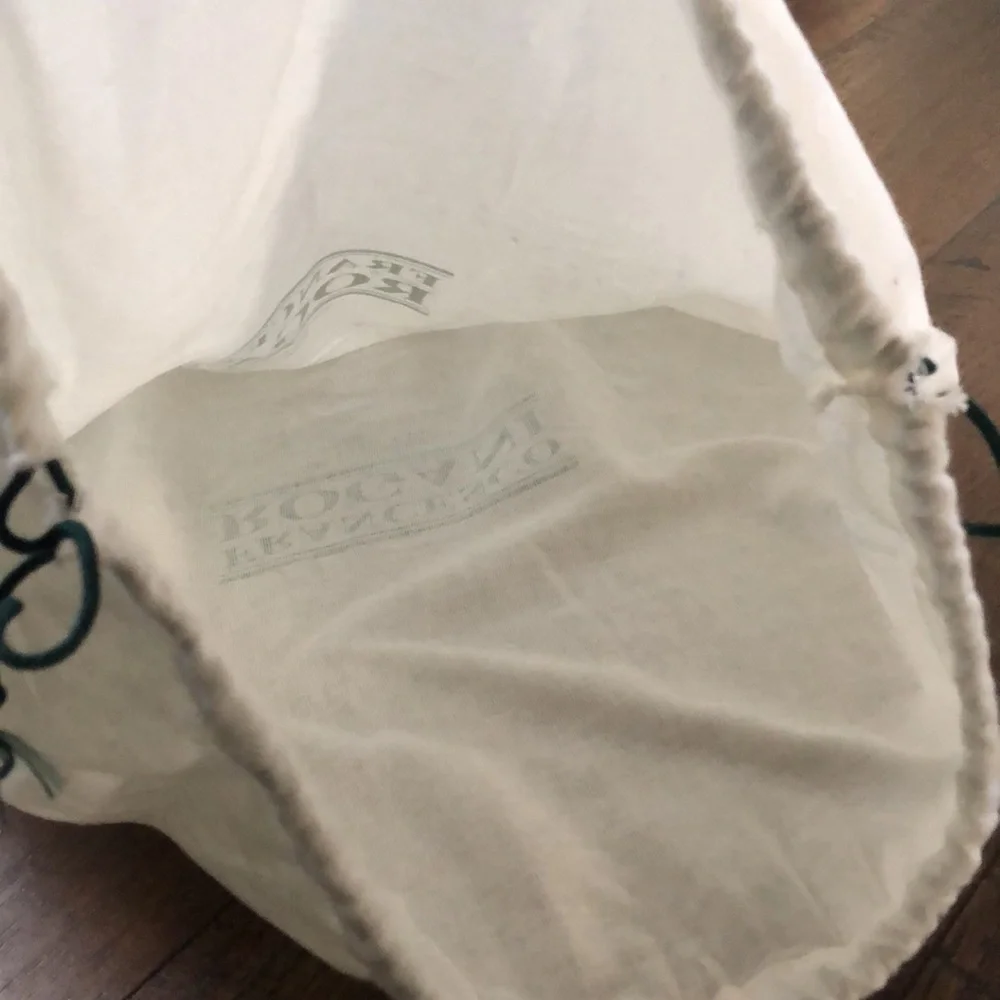 Vintage FRANCESCO ROGANI cream green drawstring purse tote dust bag trav…